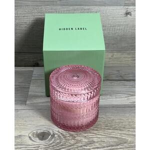 Hidden Label Rose & Sandalwood Candle Wood Wick Pink Glass Decorative Candles